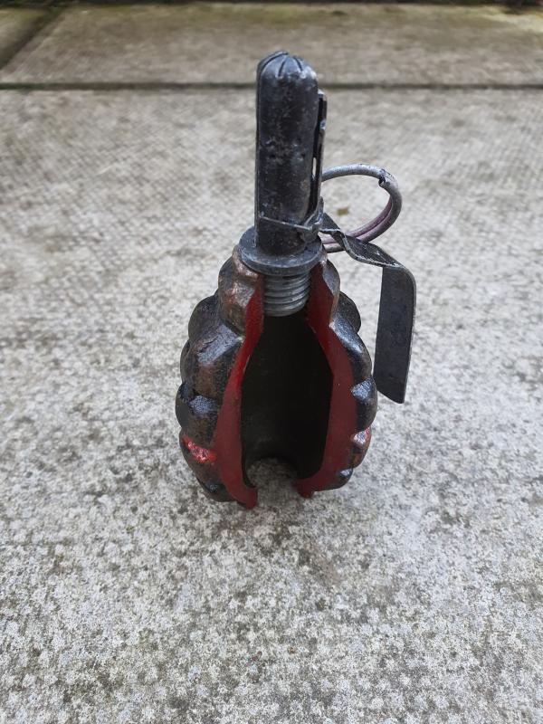 Original F1 Grenade Sectioned with Fuse