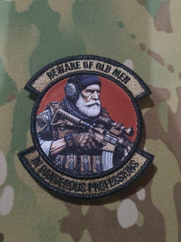 US Imported Velcro Patch BEWARE OF OLD MEN IN DANGEROUS PROFESSIONS