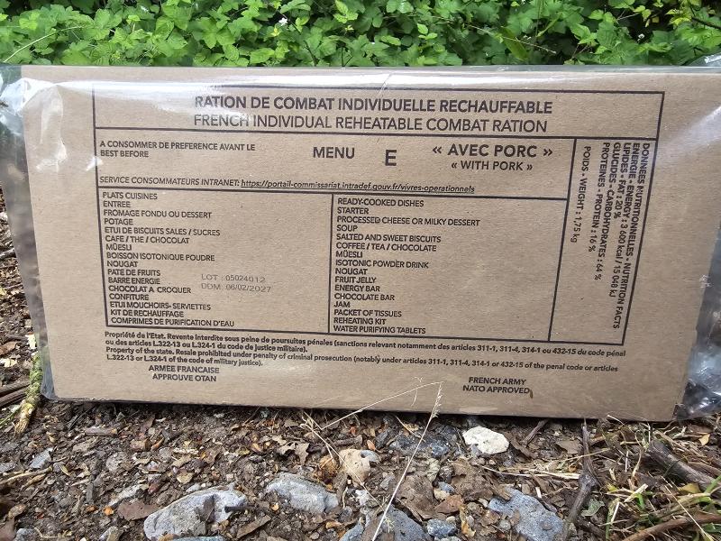 New 24hr French RCIR MRE Menu E Best Before 2027